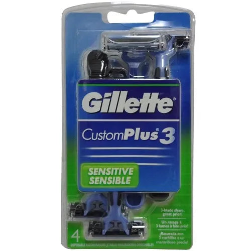 Gillette CustomPlus 3 Maquinillas de afeitar desechables sensibles