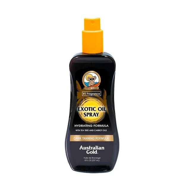 Australian Gold - Spray de aceite exótico, fórmula de bronceado oscuro