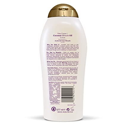 Ogx Loción ultra hidratante extra cremosa + aceite milagroso de coco