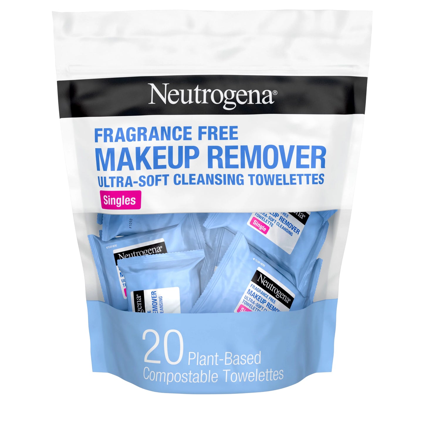 Neutrogena Toallitas desmaquillantes para el rostro individuales, 20 u.