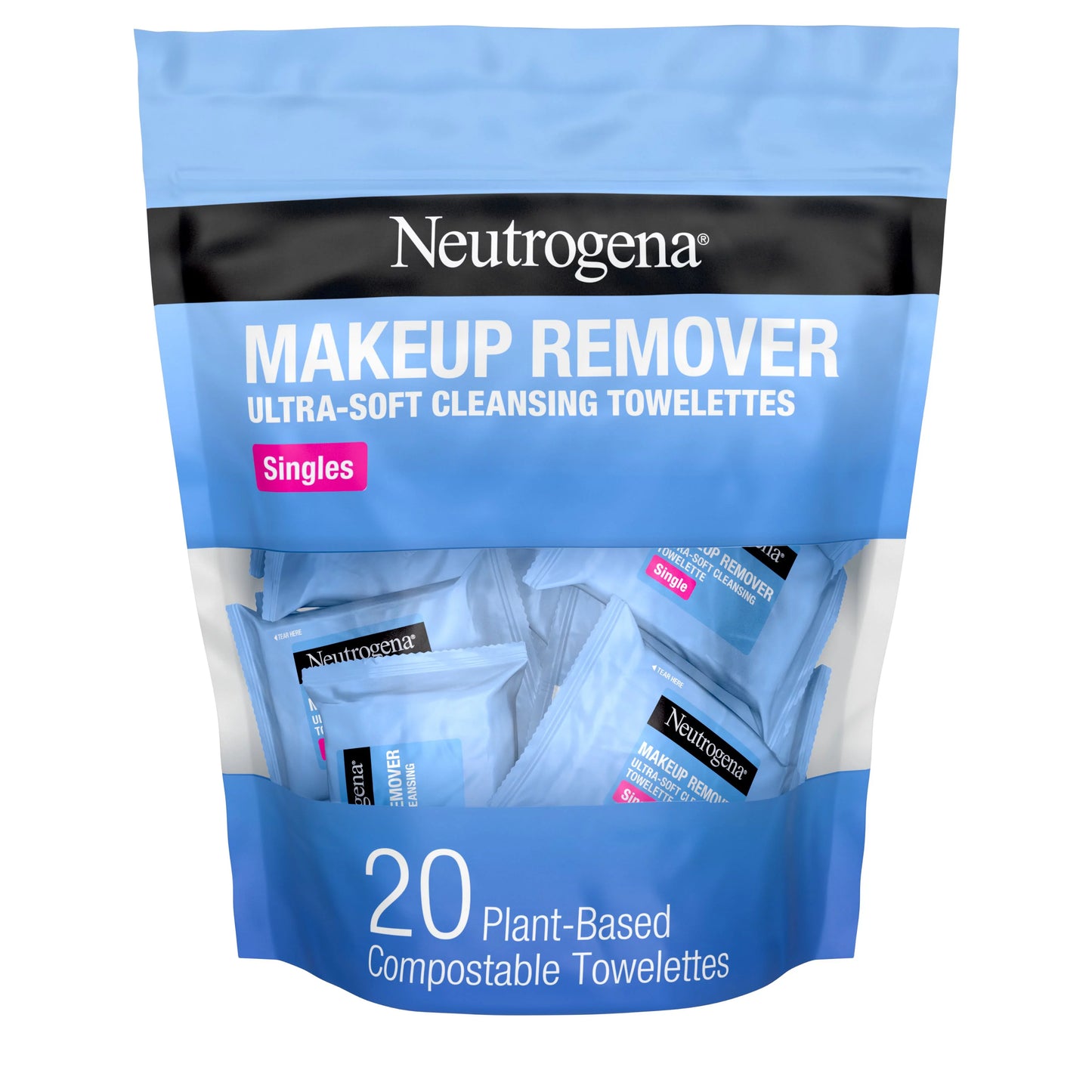 Neutrogena Toallitas desmaquillantes para el rostro individuales, 20 u.